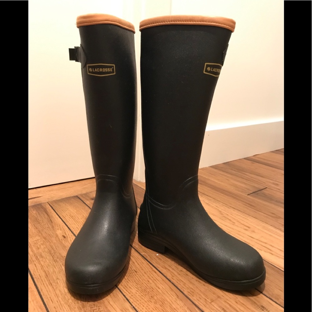 NWOB LaCrosse Grange Rubber Rain Boots Black 7